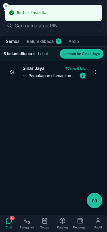 Daftar percakapan pelanggan di aplikasi TL